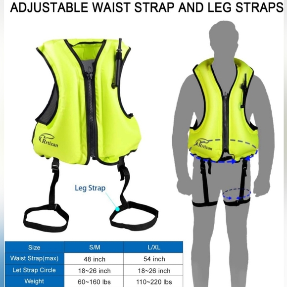 NWOT Rrtizan Adults Inflatable Swim Vest Men Women Bouyancy Aid >30 kg - Picture 12 of 12